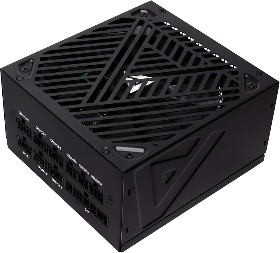 Apevia Fonte de alimentação ATX-SL1000W Soul 1000W totalmente modular compatível com ATX 3.0 e 3.1, conector PCIe 5.1 12V-2x6, ATX Active PFC, design de conversor DC para DC, ventilador silencioso de