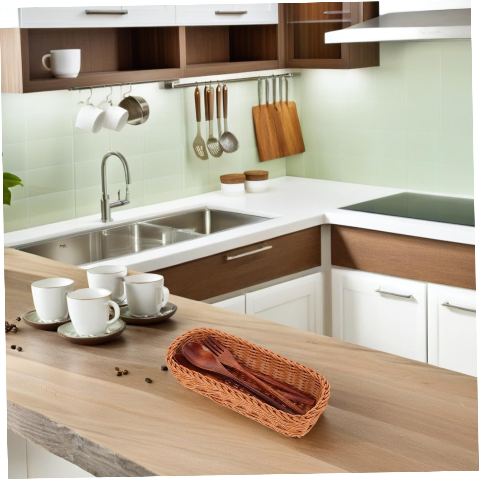 TOYANDONA Cesta para Cubiertos de Plástico PP Rectangular Compacta y Reusable para Almacenamiento de Palillos y Utensilios en Cocina
