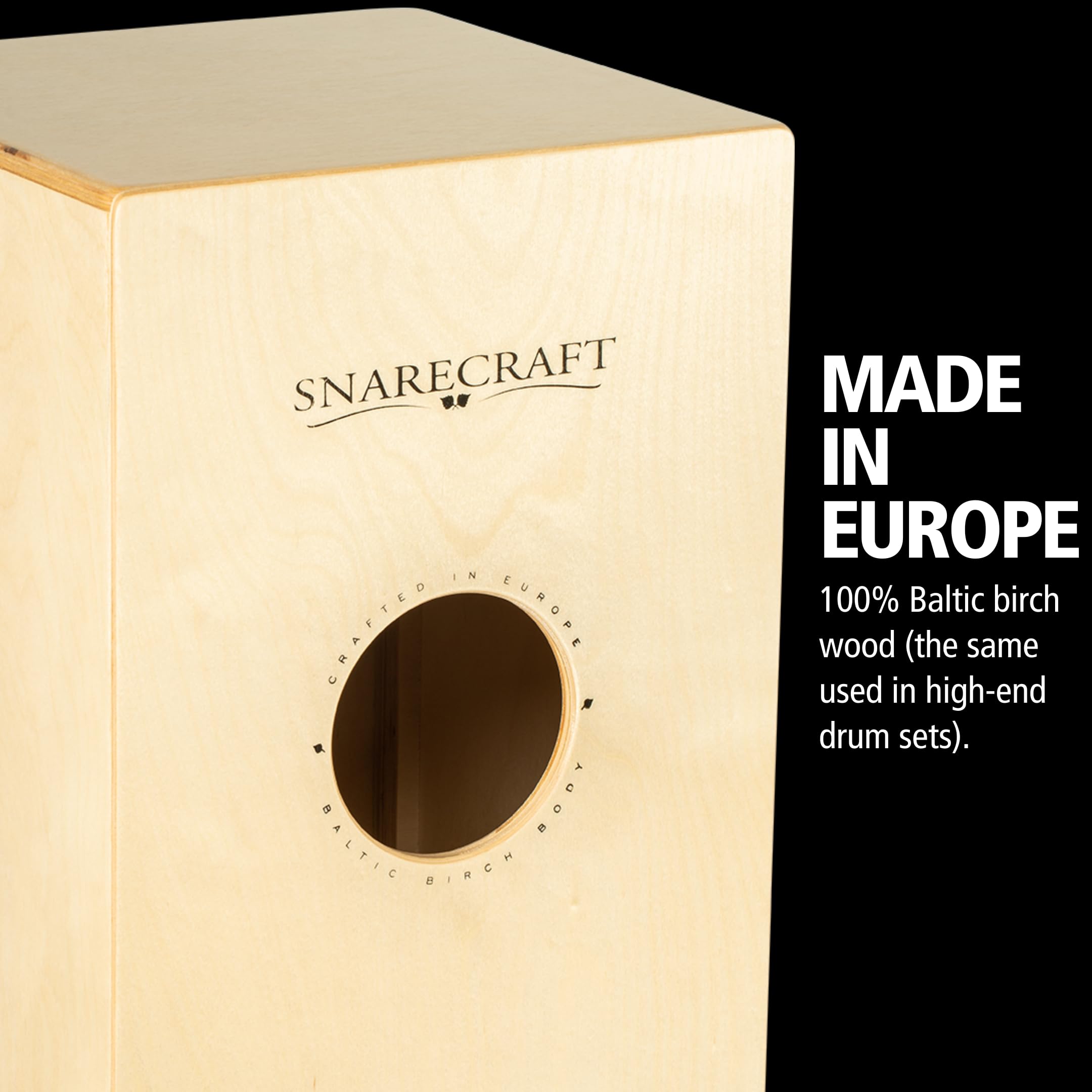 Meinl Percussion Snarecraft Cajon Instrument - Grande Drum Box con 2 Cordiere - Superficie di Suono Betulla Almond (SC100AB)