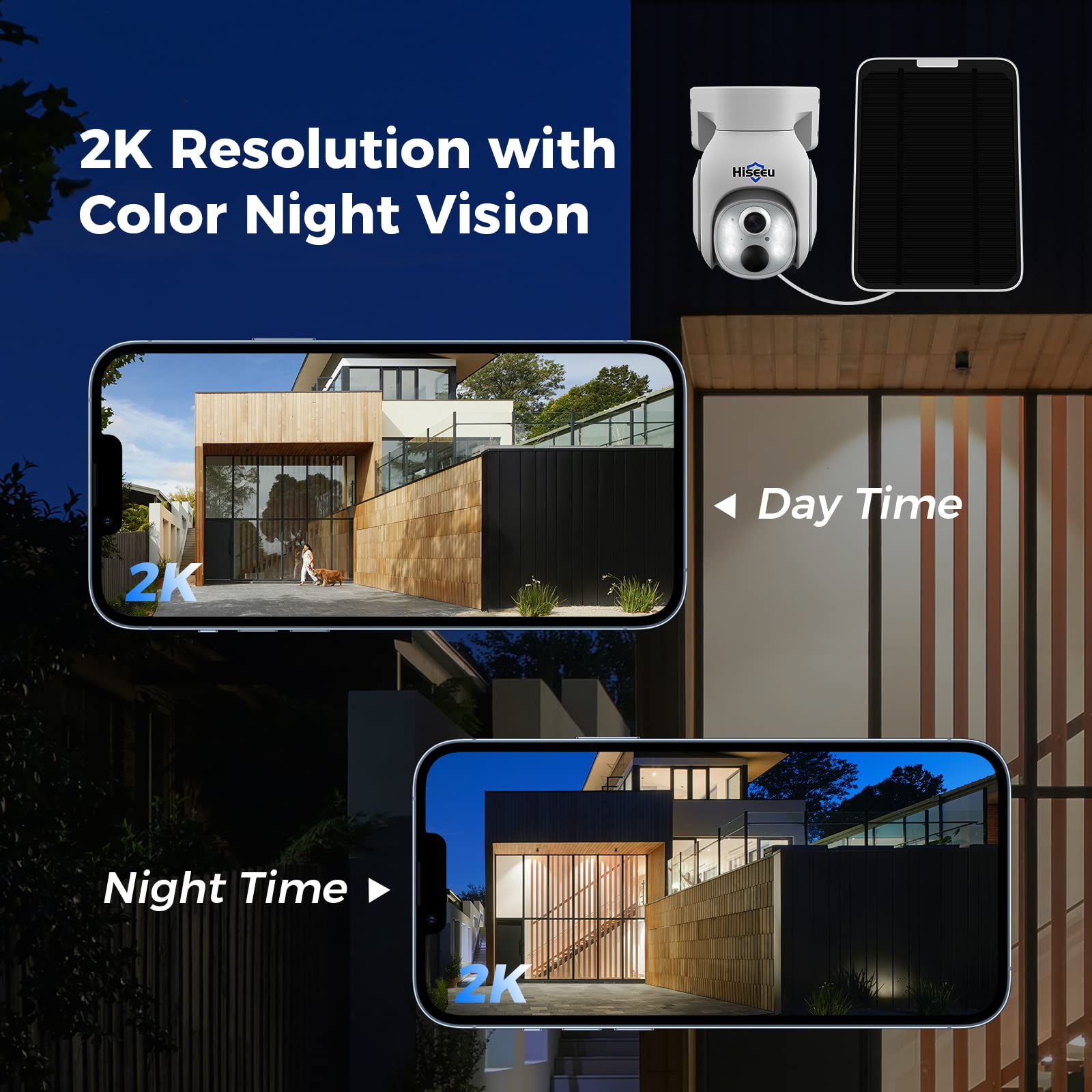 Hiseeu 3G/4G LTE Telecamera da Esterno con Scheda SIM 100MB,Senza Fili 2K 360° Solare PTZ Telecamera Sorveglianza Batteria con Visione Notturna a Colori,Rilevamento PIR,Tracciamento Auto,Audio a 2 Vie
