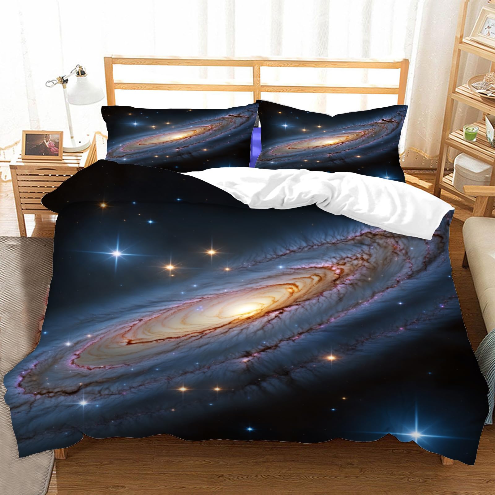 Housse de couette 240 x 260 galaxie en microfibre soyeuse et durable