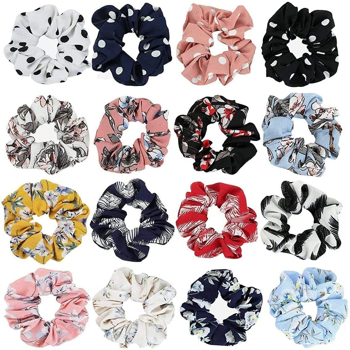 ILTPL - (2 PIECES) Girls Floral Printed Hair Scrunchies Rubber Bands (B0CCNZ2C4Y) Amazon Price History, Amazon Price Tracker