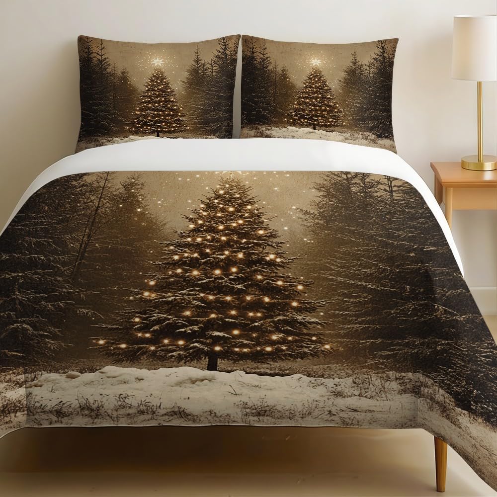 Housse de couette 200x200 cm en microfibre à impression 3D haute définition Noël