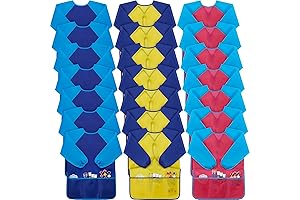 18 Pieces Kids Art Smocks Waterproof Painting Smock Art Smocks for Kids...