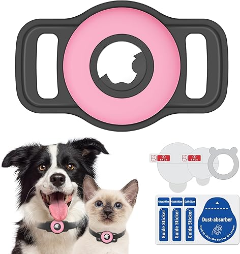 Soporte para collar de perro Airtag soporte de silicona suave para mascotas perros y gatos, funda protectora resistente para rastreador de perros,