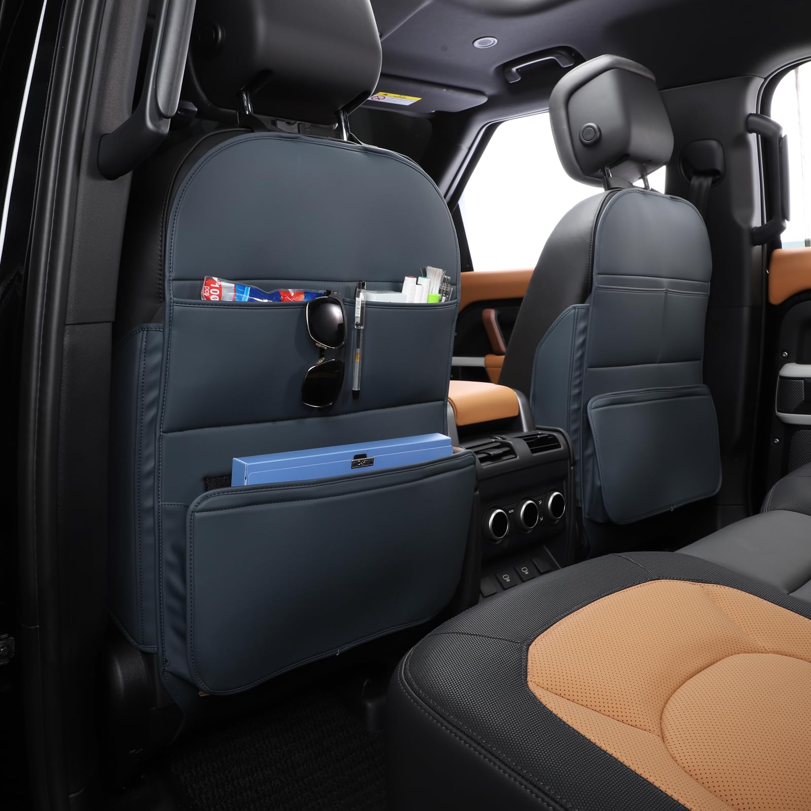 TAIKOO Seat Back Protector,Preventing the Impact of Children Stepping on the Seat Backrest,Beautiful appearance and easy to clean,black (Blue-2 pcs)