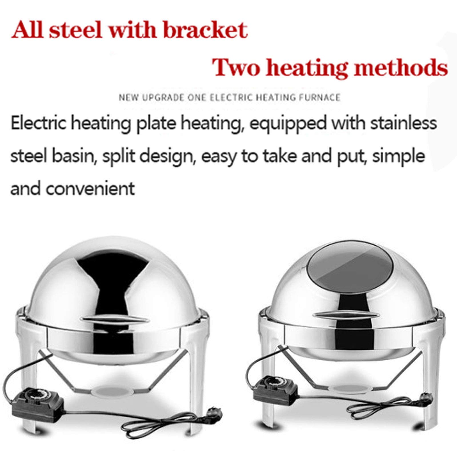 Chafing Dishes scaldavivande, scaldavivande e scaldavivande elettrici, Chafing Dish Arrotolabile da 6 Litri con coperchi per Cucina, Feste, Banchetti, pasti, 400W