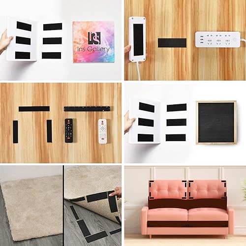 Miniatura 5 de Tiras de velcro  Paquete de 16 tiras de 2 x 6 pulgadas  Cinta de gancho reutilizable autofijada, soporta tiras industriales resistentes de 12 libras