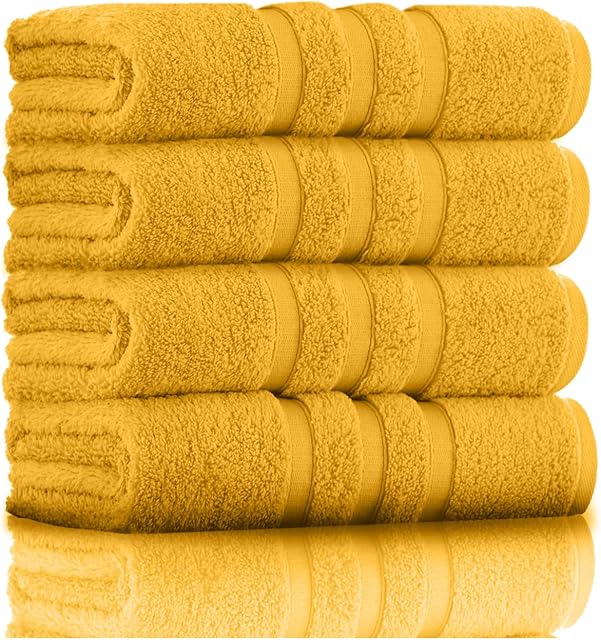 GC GAVENO CAVAILIA Premium Hand Towels For Bathroom - Egyptian Cotton Hand Towel Set - 550 GSM Hand Towel Set of 4 , Ochre