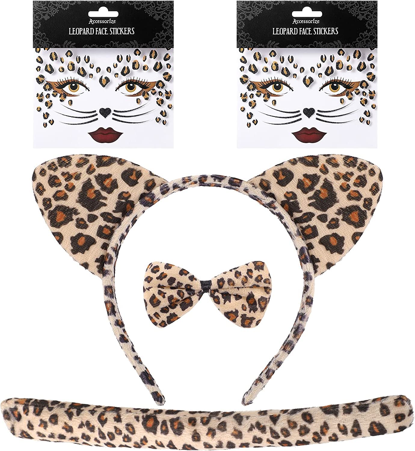 Sponsored Ad – MAKINGTEC Leopard Costume Set - Cat Ears Headband, Bow Tie, Tail & Face Stickers for Cosplay