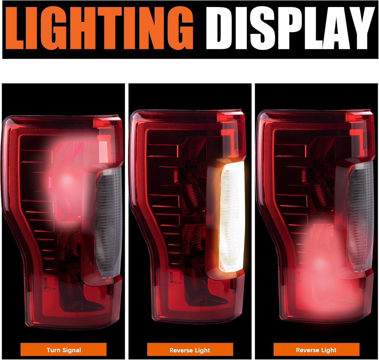 Left Driver Side Tail Light Compatible With 2017-2019 Ford F-250 F-350 Super Duty Rear Brake Lamps Replacement Taillights Bulb Included–Direct Fit, Durable ABS, (No Blind Spot/LED)