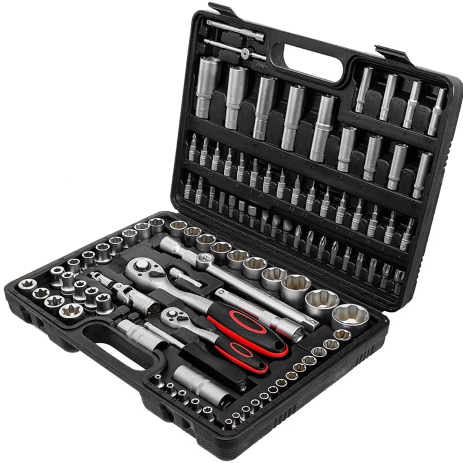 Set di attrezzi meccanici Set Chiavi A Bussola A Cricchetto Da 108 Pezzi Kit Combinato Chiavi Dinamometriche Per Riparazioni Auto 1/4″‌ 1/2″‌ Punte Per Cacciavite Con Chiave A Cricchetto