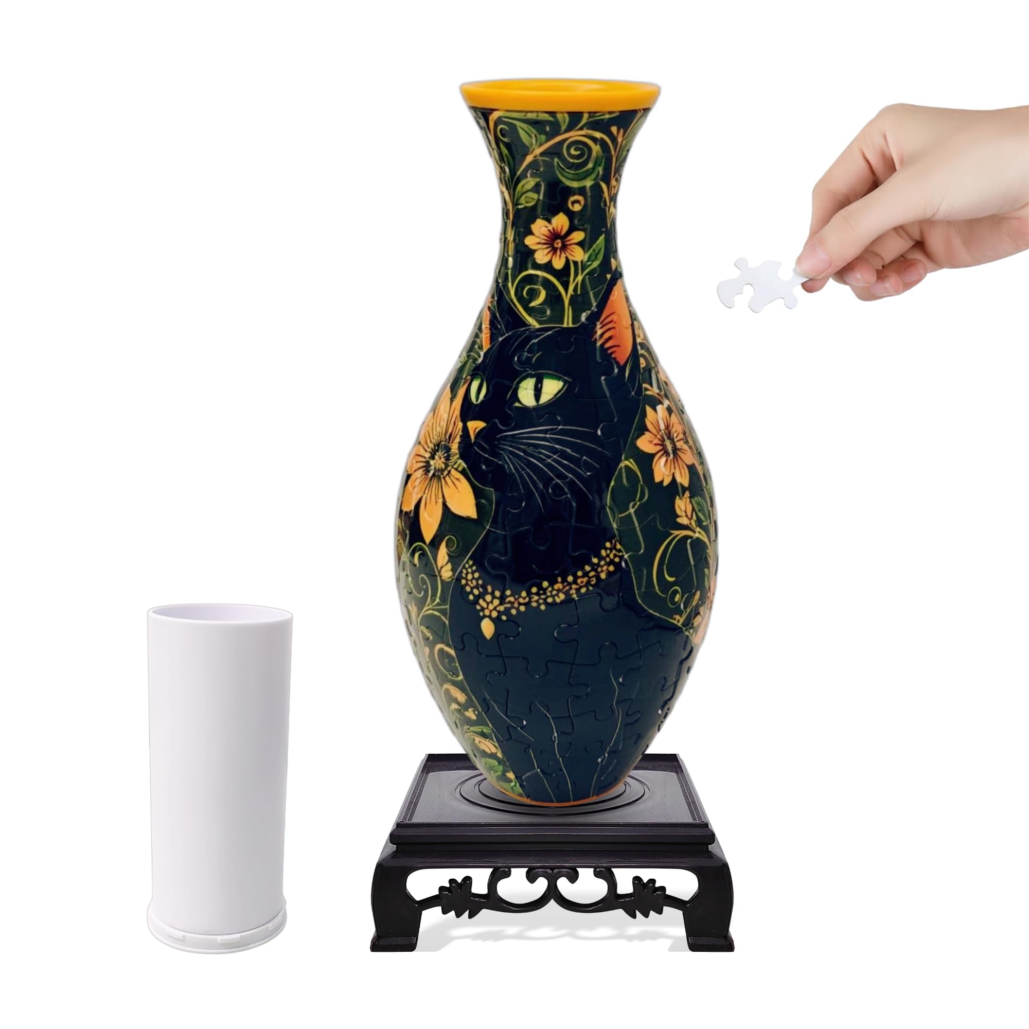 VELIQUE 3D Puzzle Vase, Puzzle for Adults (Black Cat)