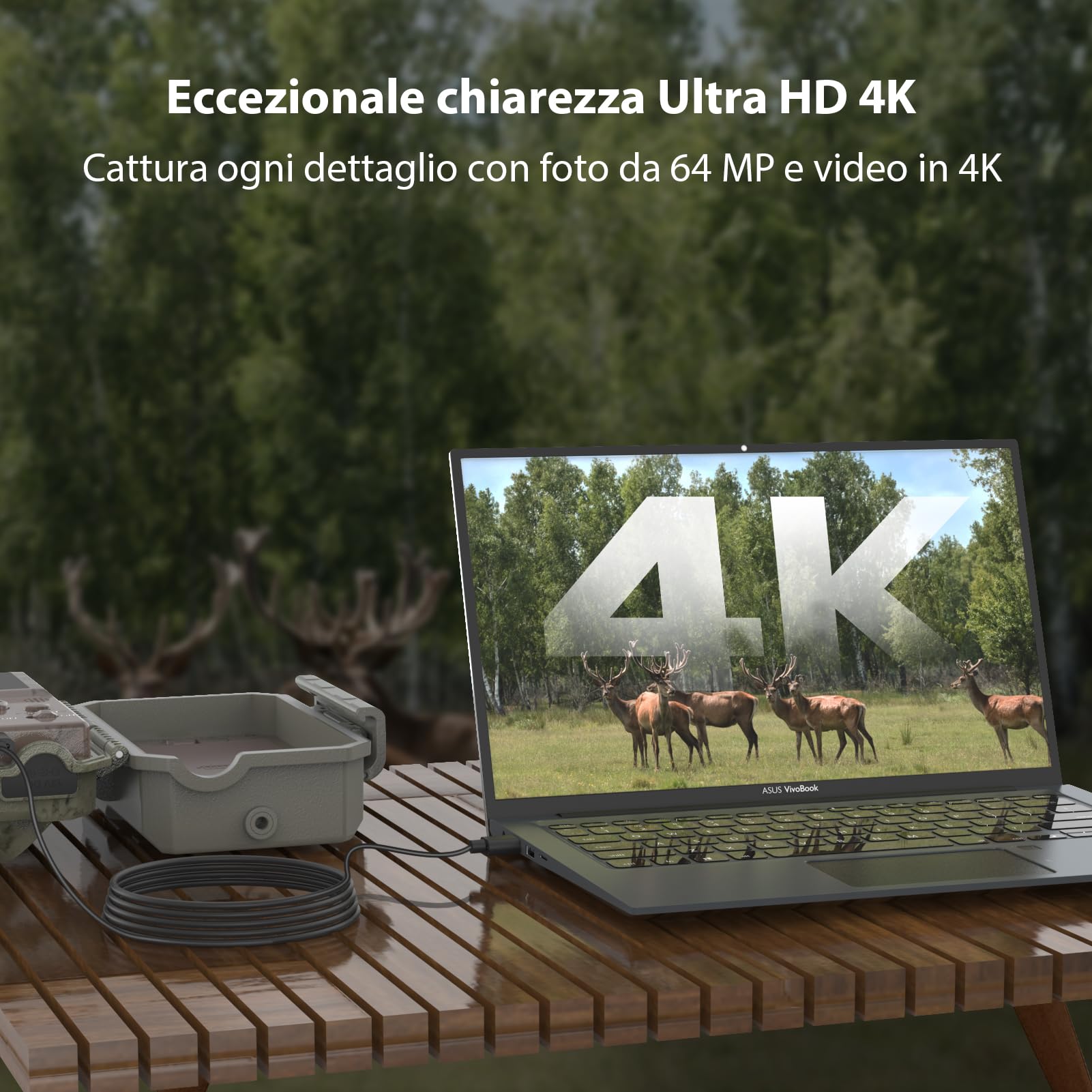 GardePro E5 2.0 Fototrappola 4K con Scheda SD 64GB, 64MP Foto Trappola per Animali con Attivazione 0,1s, Visione Notturna senza Bagliore 30m, Fototrappola Notturna a Rilevamento di Movimento