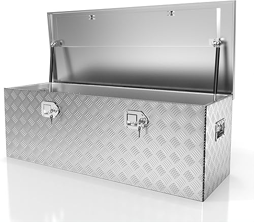 Miniatura 11 de Caja de herramientas para camión de 48 pulgadas, caja de herramientas de remolque con cerradura y llaves, caja de herramientas de cofre de camión de