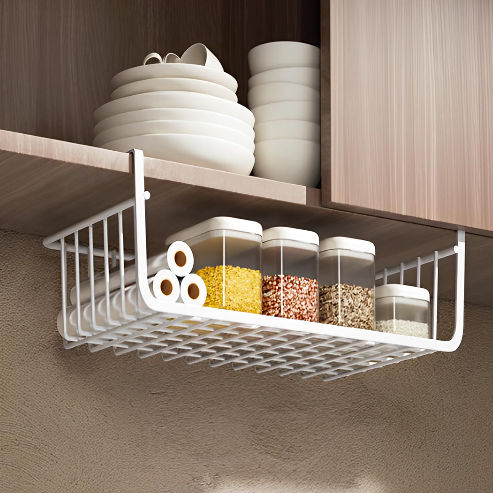 CYEER Cestino Appeso per Ordine, 30,5x21,5x11,5cm, Capacità 4,5kg, Metallo Anti-Ruggine, per Cucina, Bagno, Ufficio, Armadietti