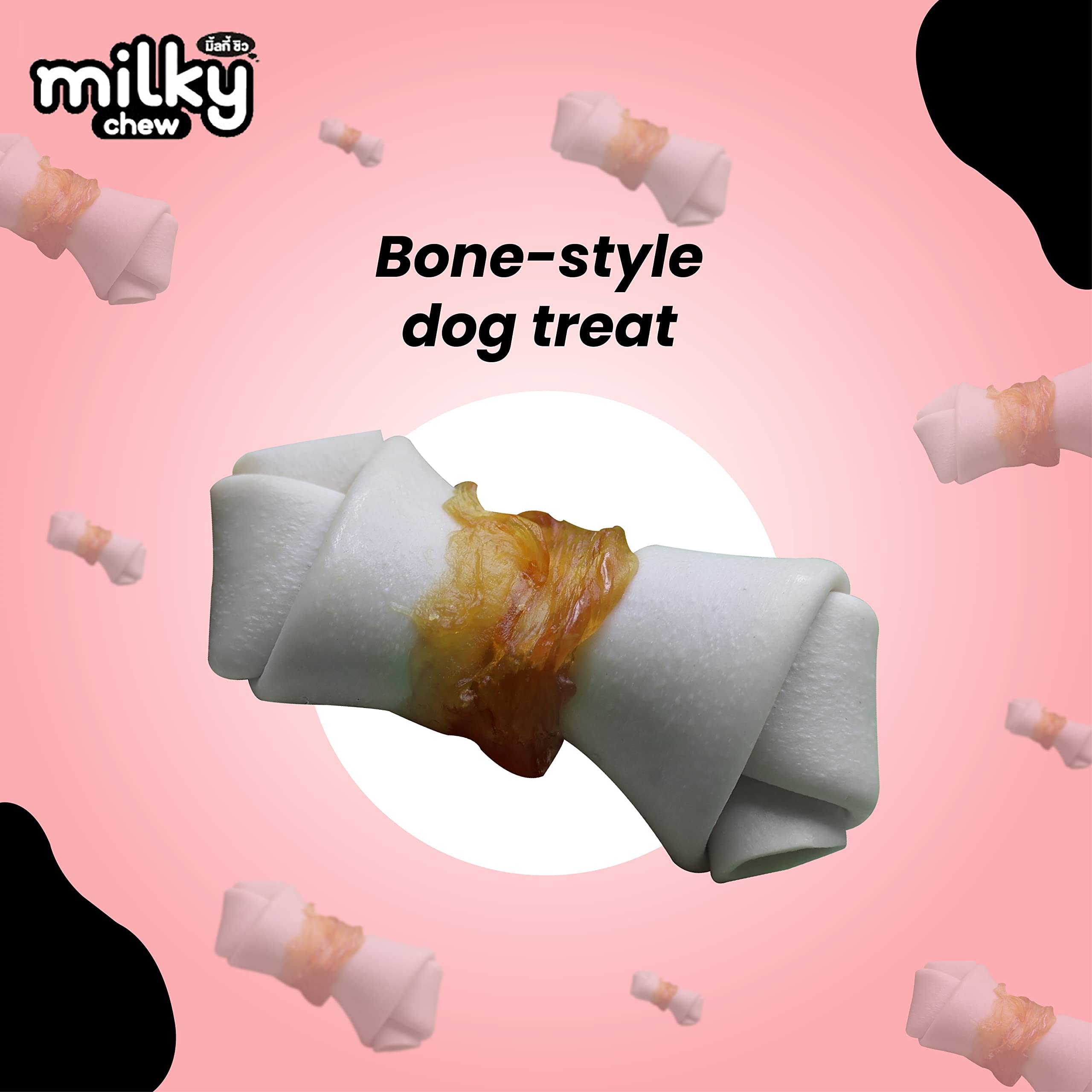 Rena, Milky Chew Chicken Bone Style for Dogs of All Ages & Sizes Milk-Flavoured Treat Rawhide, Nutritional Benefits, Muscle Development, 10 Piece, Pack of 2 2