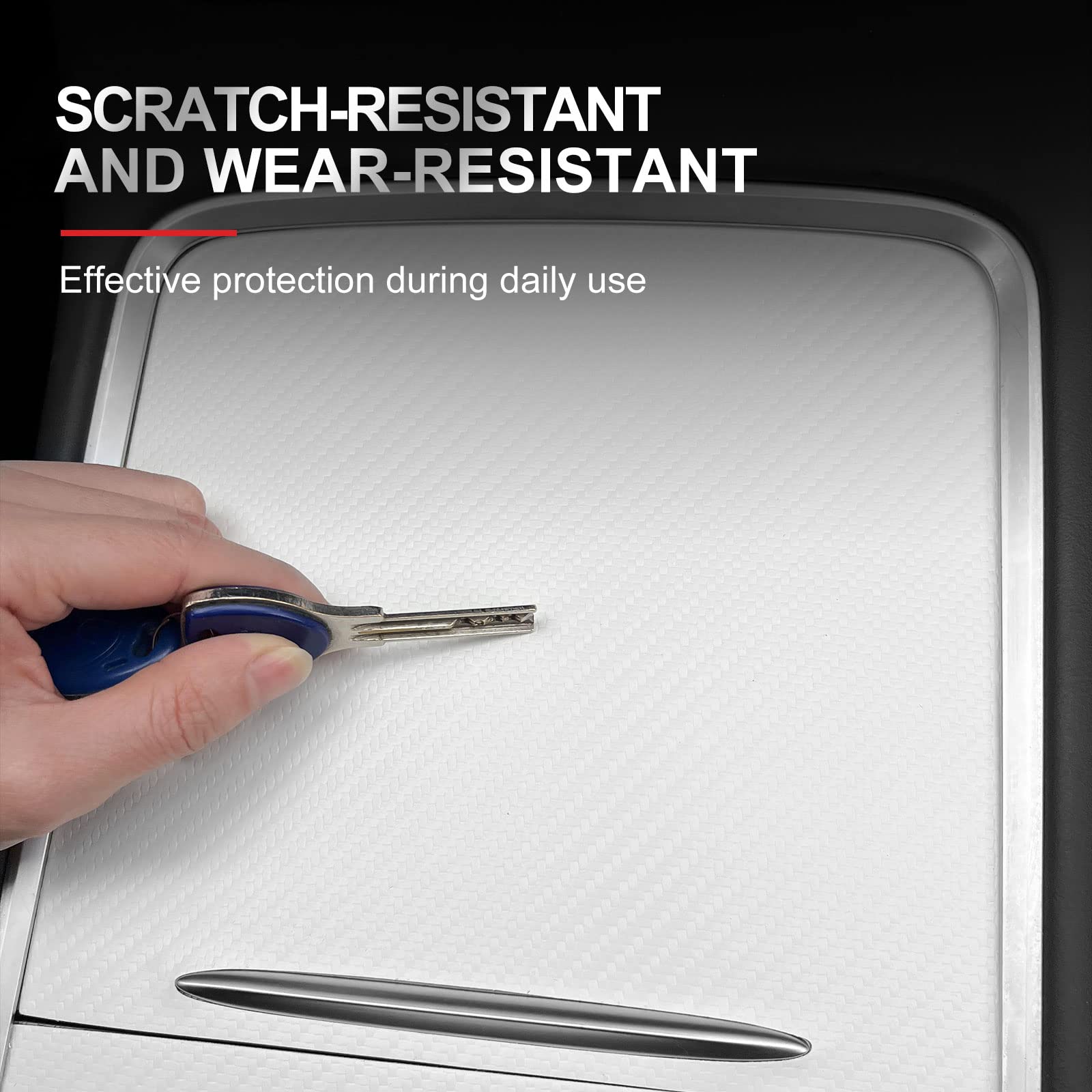 Uxcer Car Armrest Box Cover & Center Console Wrap Kit for Tesla Model 3/Y 2023 2022 2021, PU Leather Center Console Armrest Protector Covers for Tesla Interior Accessories (White)