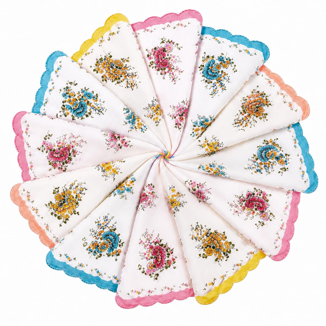 Premium Soft & Breathable 12 Pcs Ladies Cotton CutWork Handkerchief Set-image-19