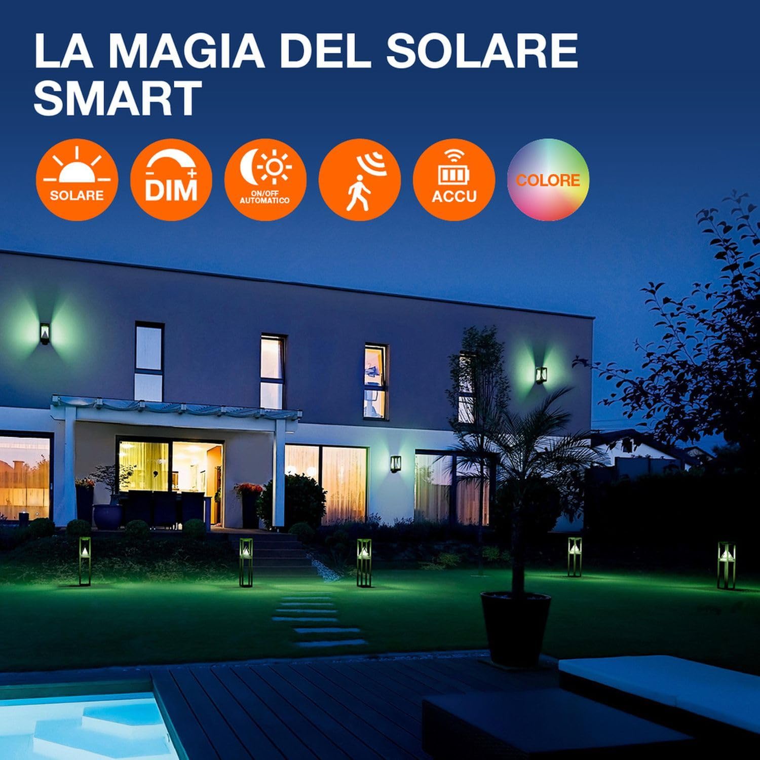 Licht-Erlebnisse LED Solar Wandlampe mit Bewegungsmelder Aluminium Schwarz 4000 K IP44 Außen modern gemütlich B:34 cm stilvoll Wandleuchte Haus