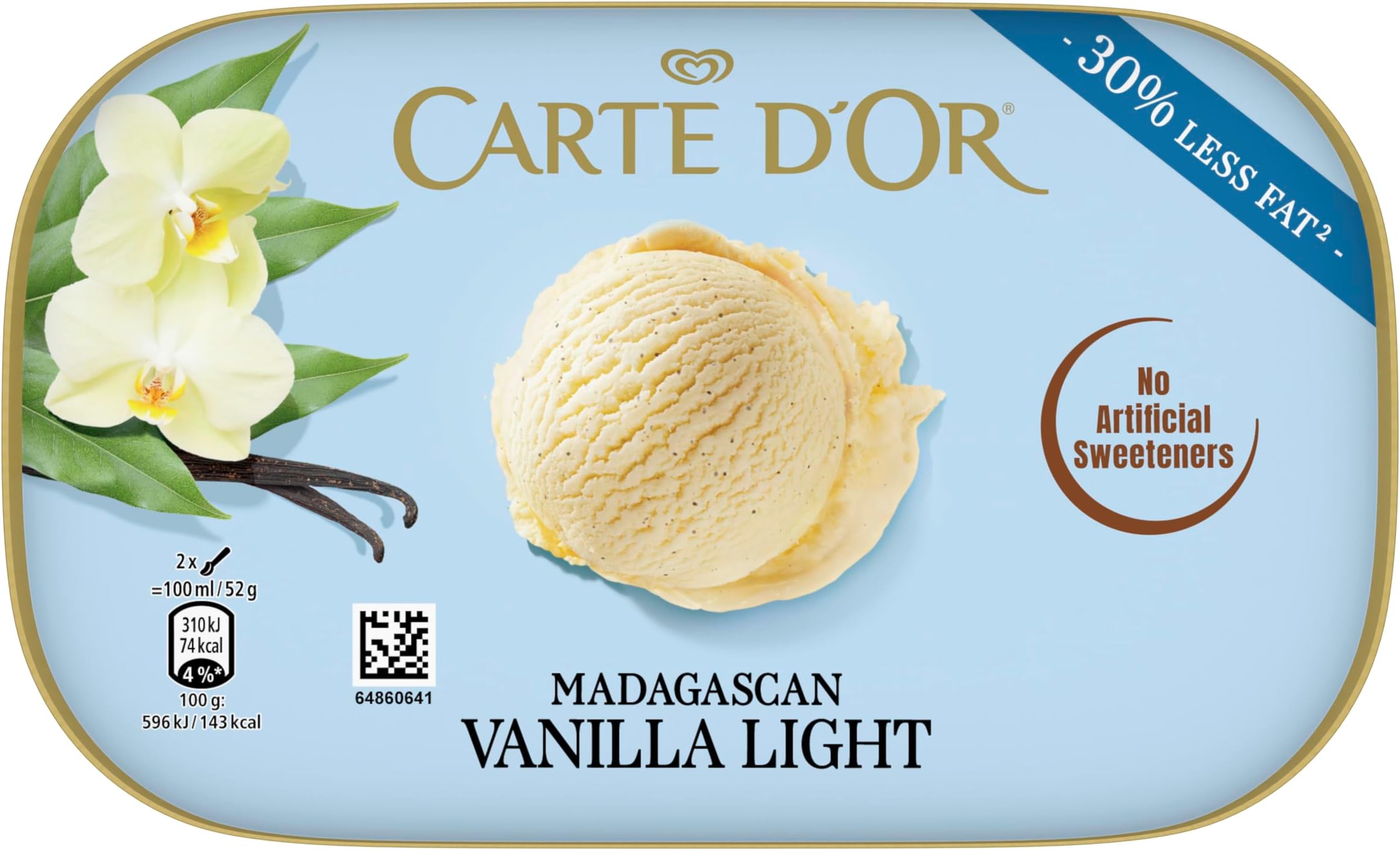 Madagascan Vanilla Light Ice Cream Tub Dessert 900ml