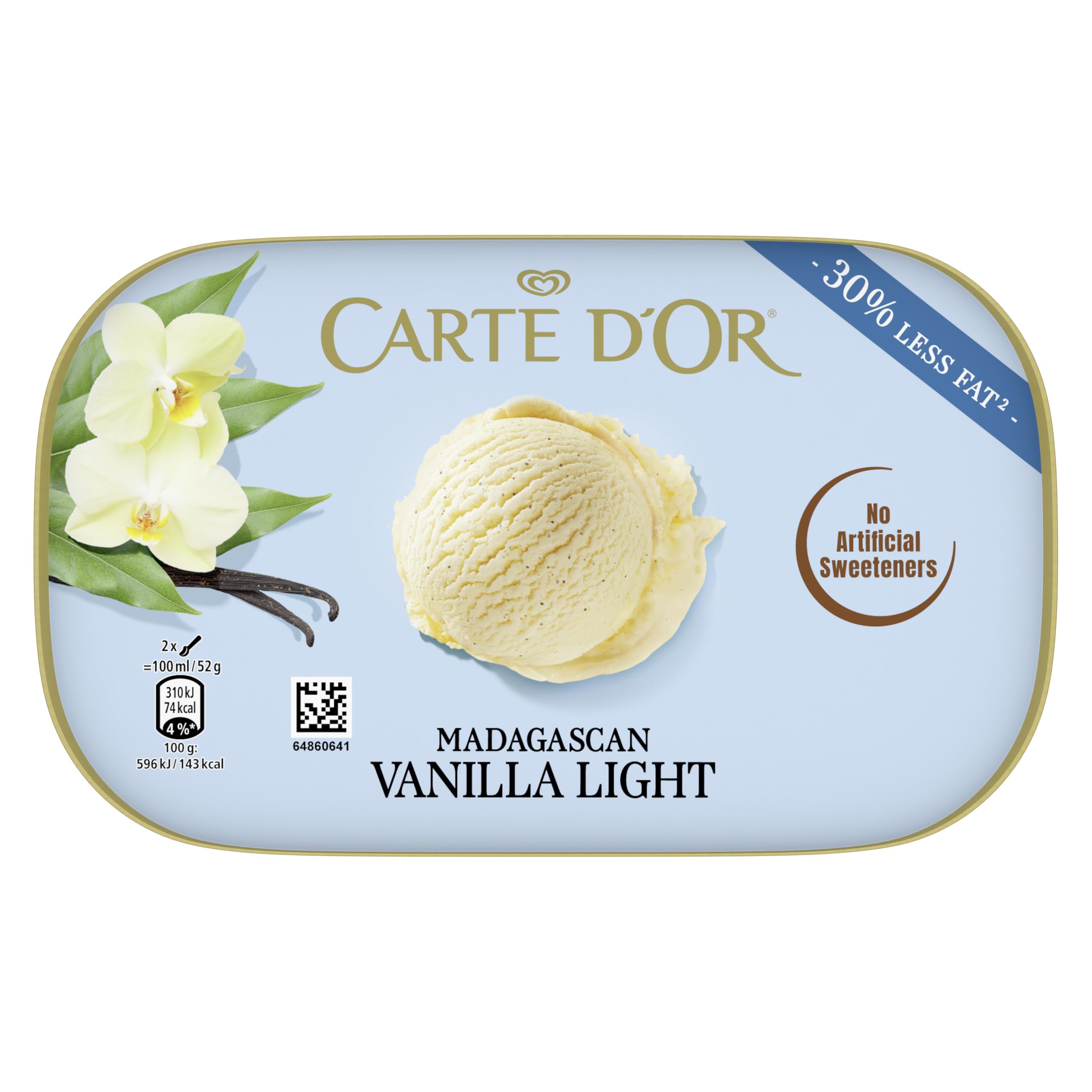 Carte D'Or Madagascan Vanilla Light Ice Cream Tub Dessert 900ml