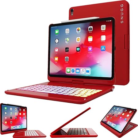 Amazon Com Snugg Ipad Pro 12 9 2018 3rd Gen Keyboard Backlit Wireless Bluetooth Keyboard Case Cover 360 Degree Rotatable Keyboard For Apple Ipad Pro 12 9 2018 Apple Pencil Compatible Red Computers Accessories