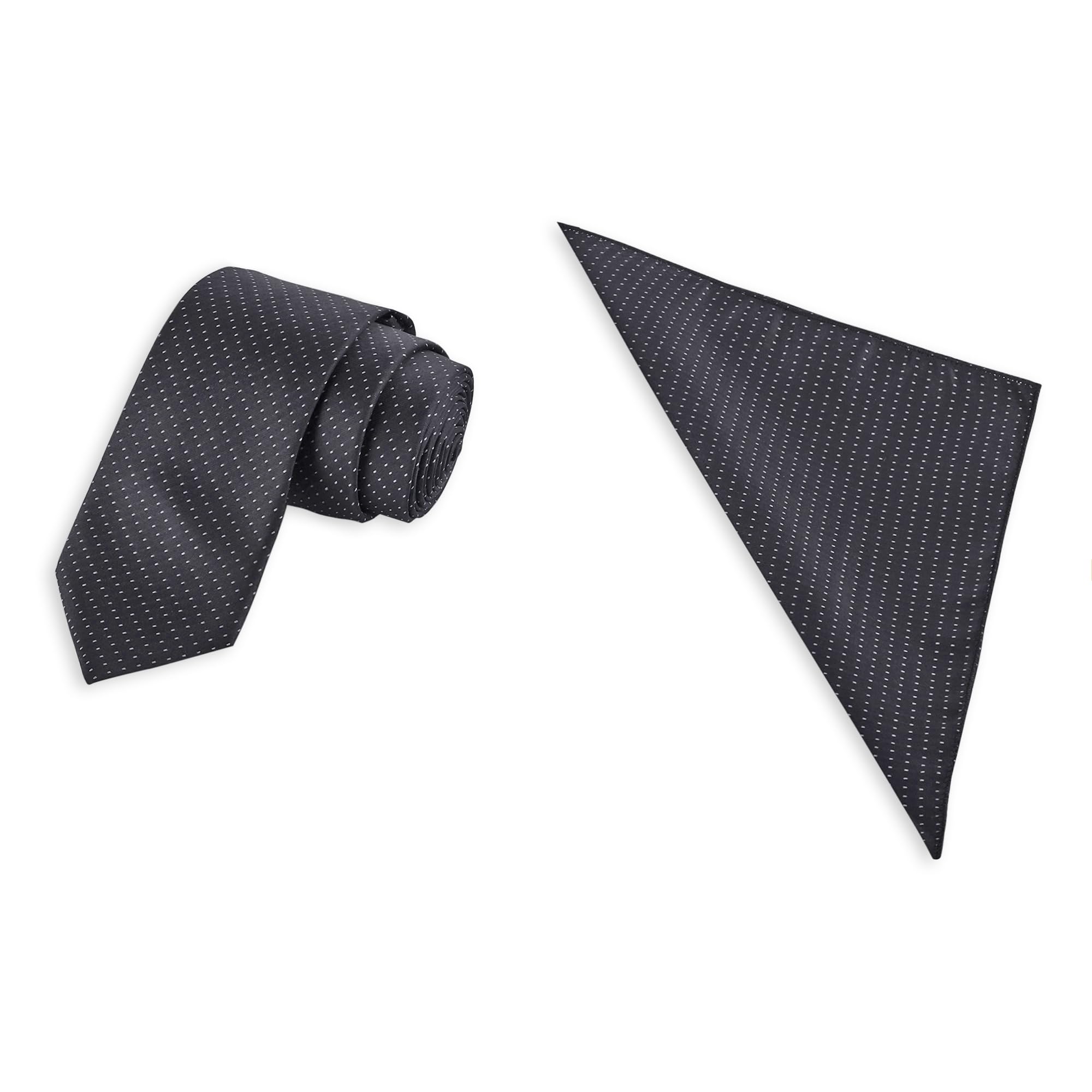 Bureaucrat Mens Plaid Micro Self Silk Woven Microfiber Elegant Classy Colored Formal Necktie for Men(Dotted Black) - Image 2 thumbnail