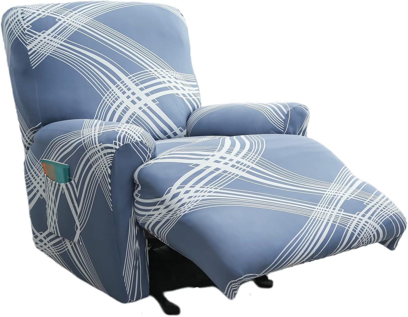 CRFATOP Funda estampada para sillón reclinable, 4 piezas con bolsillos, 1 asiento, funda de muebles para sillón reclinable, protector de muebles