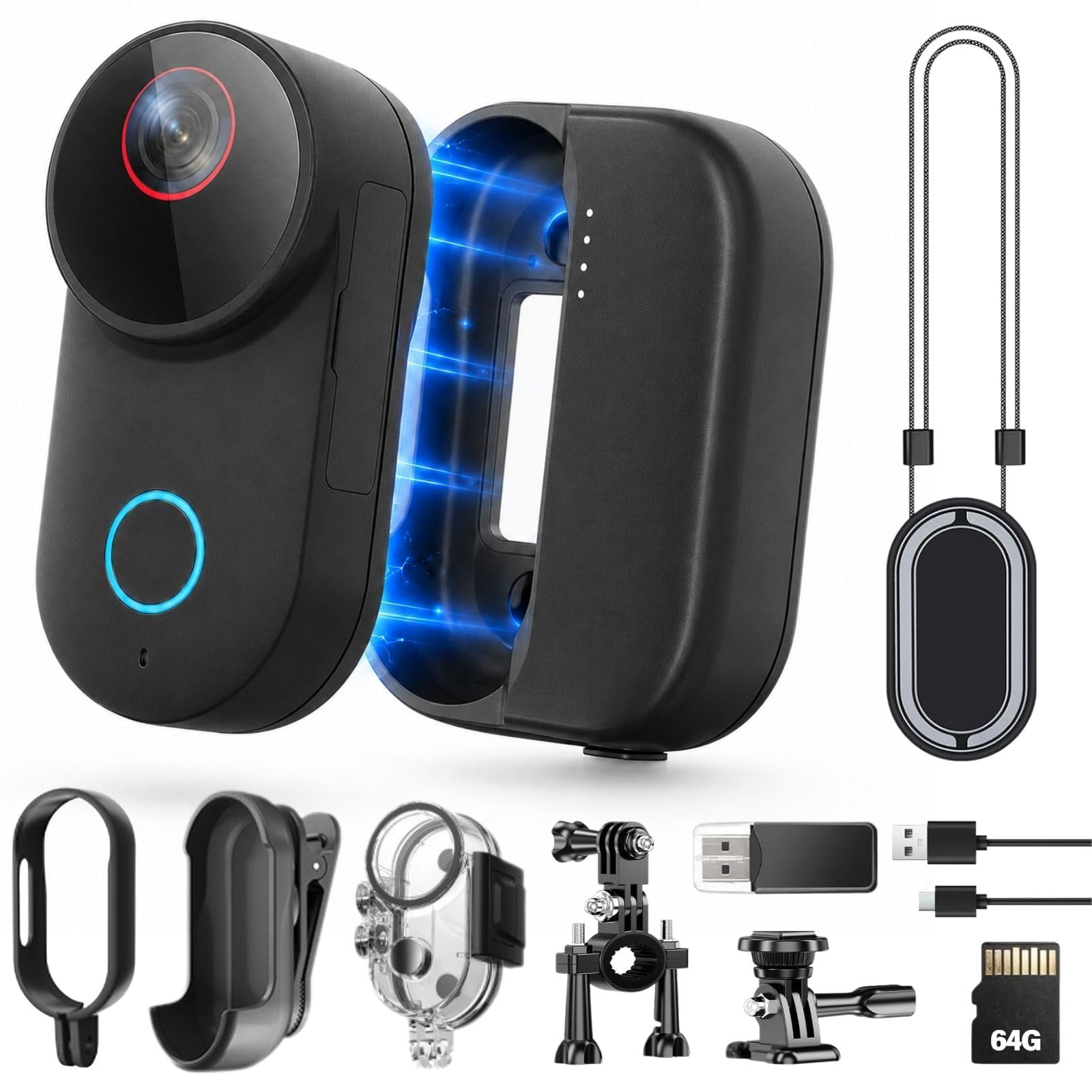 T71M 4K Mini Sports Camera, POV Camera for Motorcycle & Bike, 6 Axis EIS Stabilization, 154° Wide Angle, 64GB Card, Charging Case, Magnetic Mount, 30M Waterproof Case-picture-18