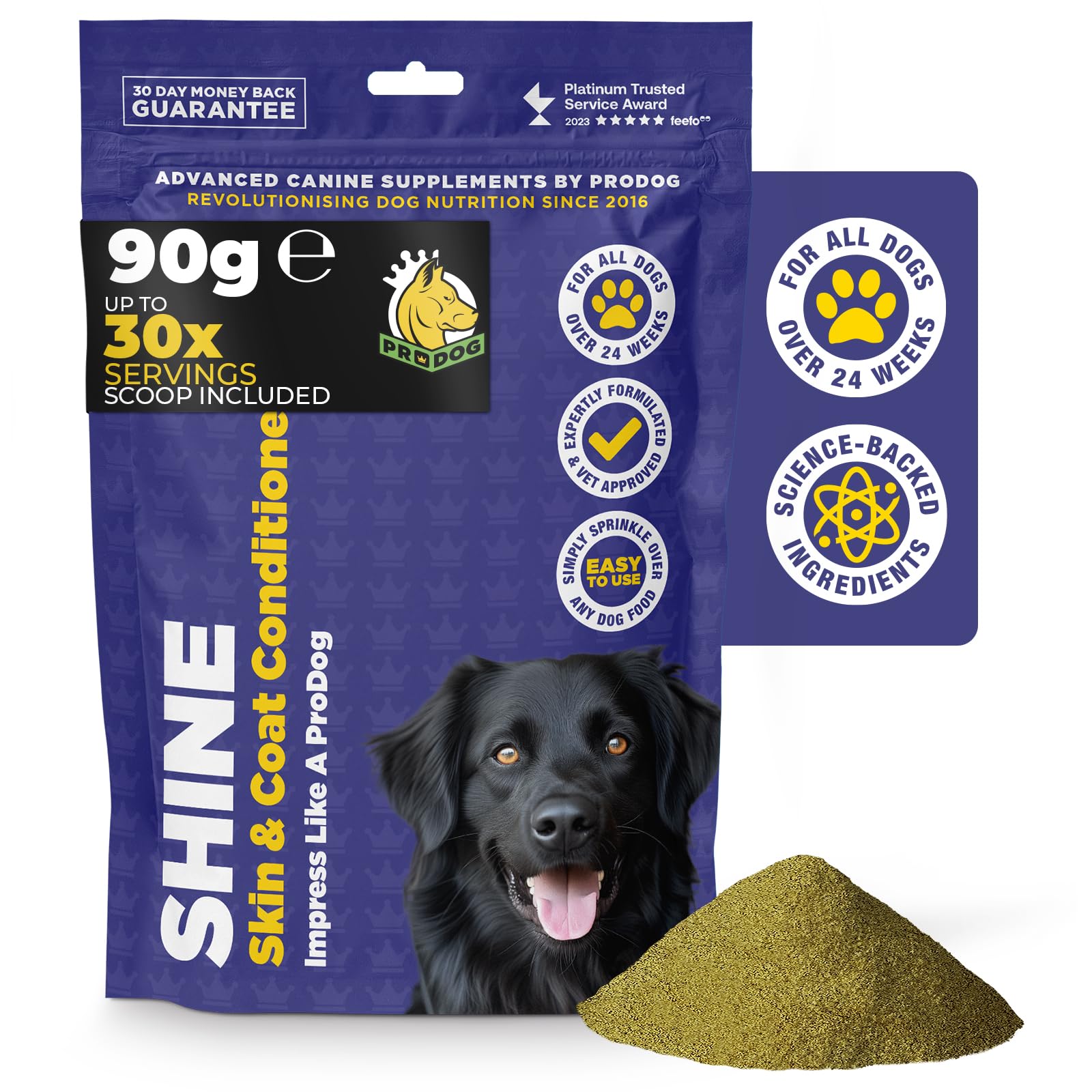 ProDog Shine Skin & Coat Conditioner Supplement for Dogs - Glossy Coats & Healthy Skin (90 Gram), Purple