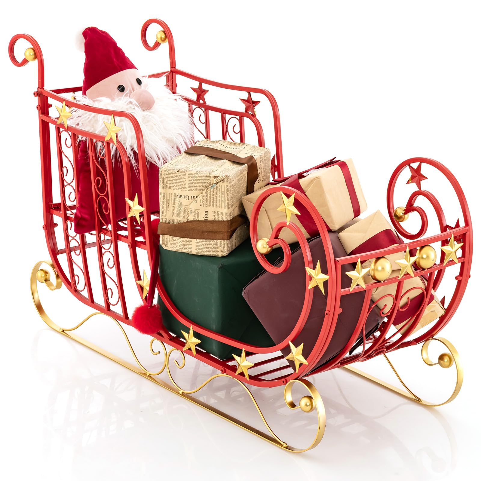 Amazon.com: Tangkula Metal Christmas Santa Sleigh Basket, Red