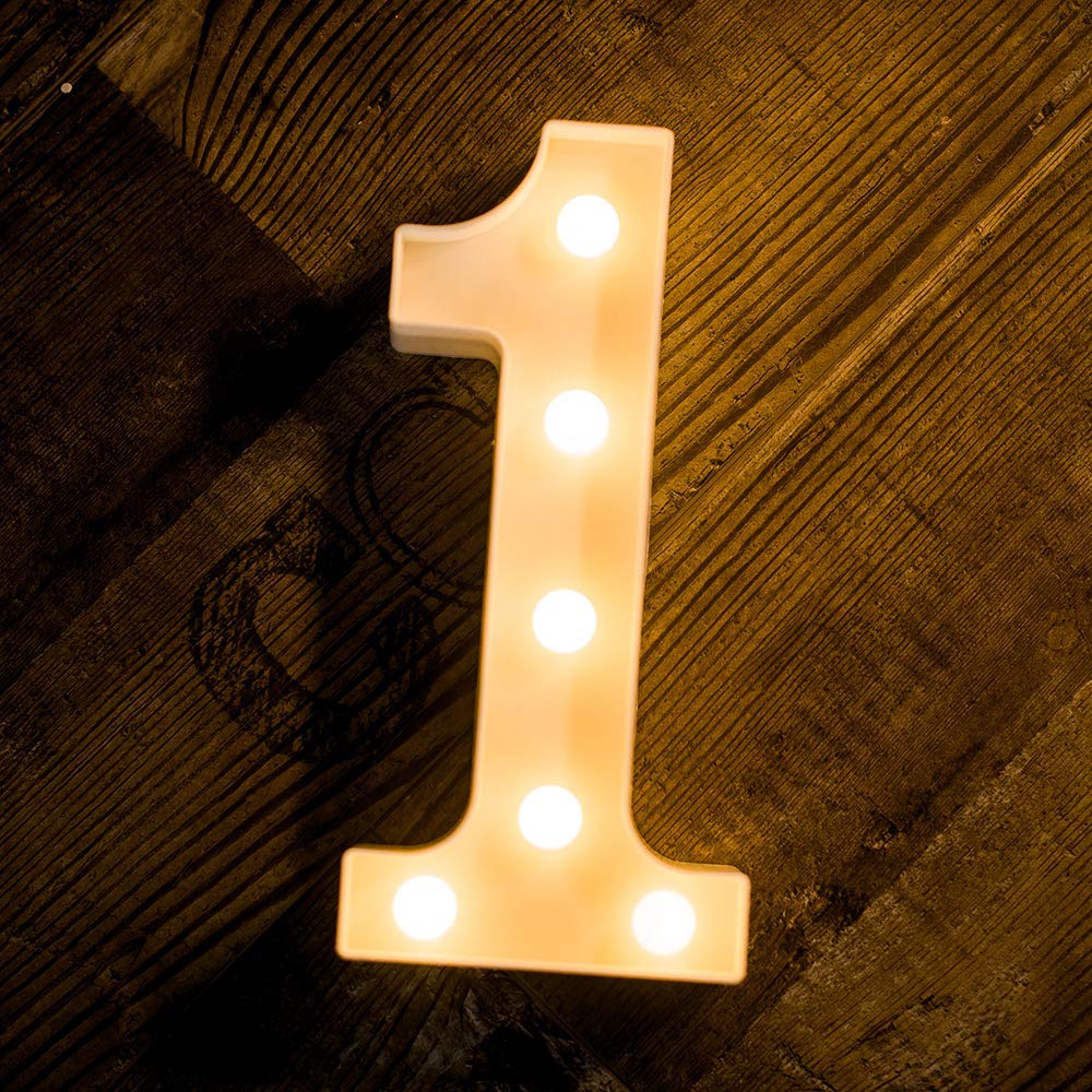 Quace Marquee Alphabet Number Sign Light Hanging Table Top Decoration for Party (Number 1)-image-11