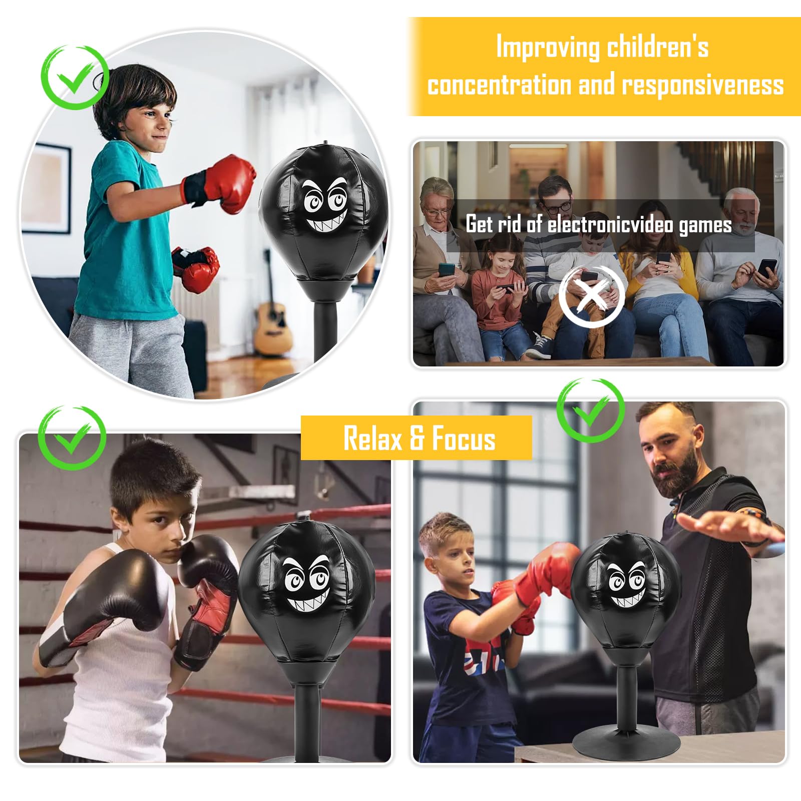 Anti Stress Bureau Punching-Ball De Table Relaxdays - Anti-Stress - Avec Ventouse - Noir/Rouge Punching Ball De Table