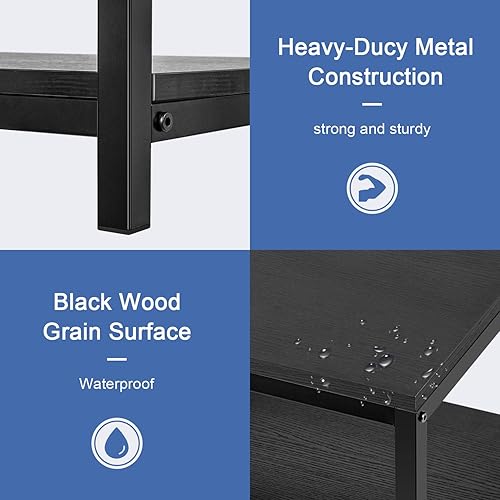 Miniatura 5 de YSSOA Mesa para el hogar de 31 x 20 x 16 pulgadas con estante de almacenamiento para sala de estar y oficina, fácil montaje, negro, 2 niveles Mesa