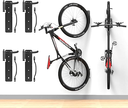 Portabicicletas para garaje, soporte de pared giratorio, columpio de 90 grados, gancho vertical para colgar bicicletas para interiores, estante de