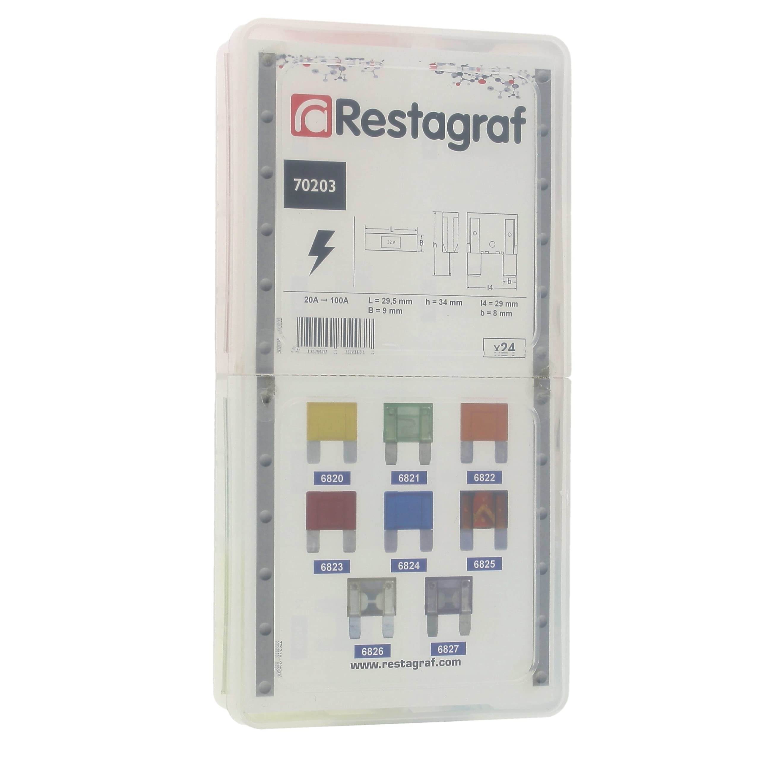Surtido de fusibles planos Maxi en Cofret, 32 V, 20 A-100 A, 8 unidades
