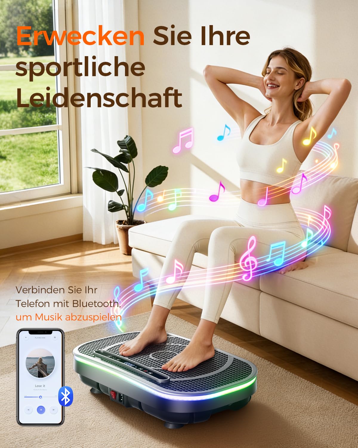 Vibrationsplatte Fitnessgeräte für Zuhause Rüttelplatte Vibration Plate entspannung, Sportgeräte Fitness Sport geräte Ganzkörpertraining 120 Intensitätsstufen für Home Workout
