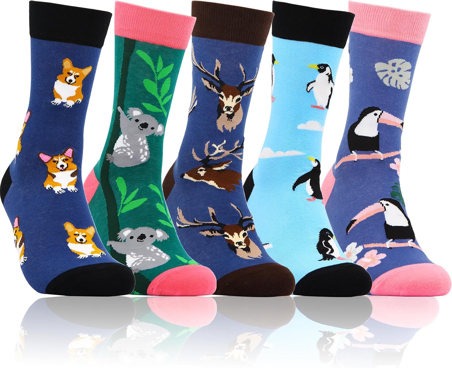 Mens Funny Socks Crazy Novelty Crew Socks Colorful Cotton Cozy Funky Graphic Patterned Space Food Animal Socks
