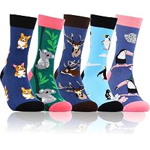 Mens Funny Socks Crazy Novelty Crew Socks Colorful Cotton Cozy Funky Graphic Patterned Space Food Animal Socks