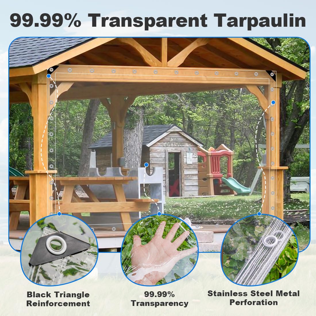 6x7FT Clear Tarp Cover, 183x213cm Clear Tarps Heavy Duty Waterproof With Grommets, Greenhouse Plastic Tarpaulin, Chicken Coop Vinyl Tarp, Transparent Patio Enclosure For Outdoor Garden Balcony