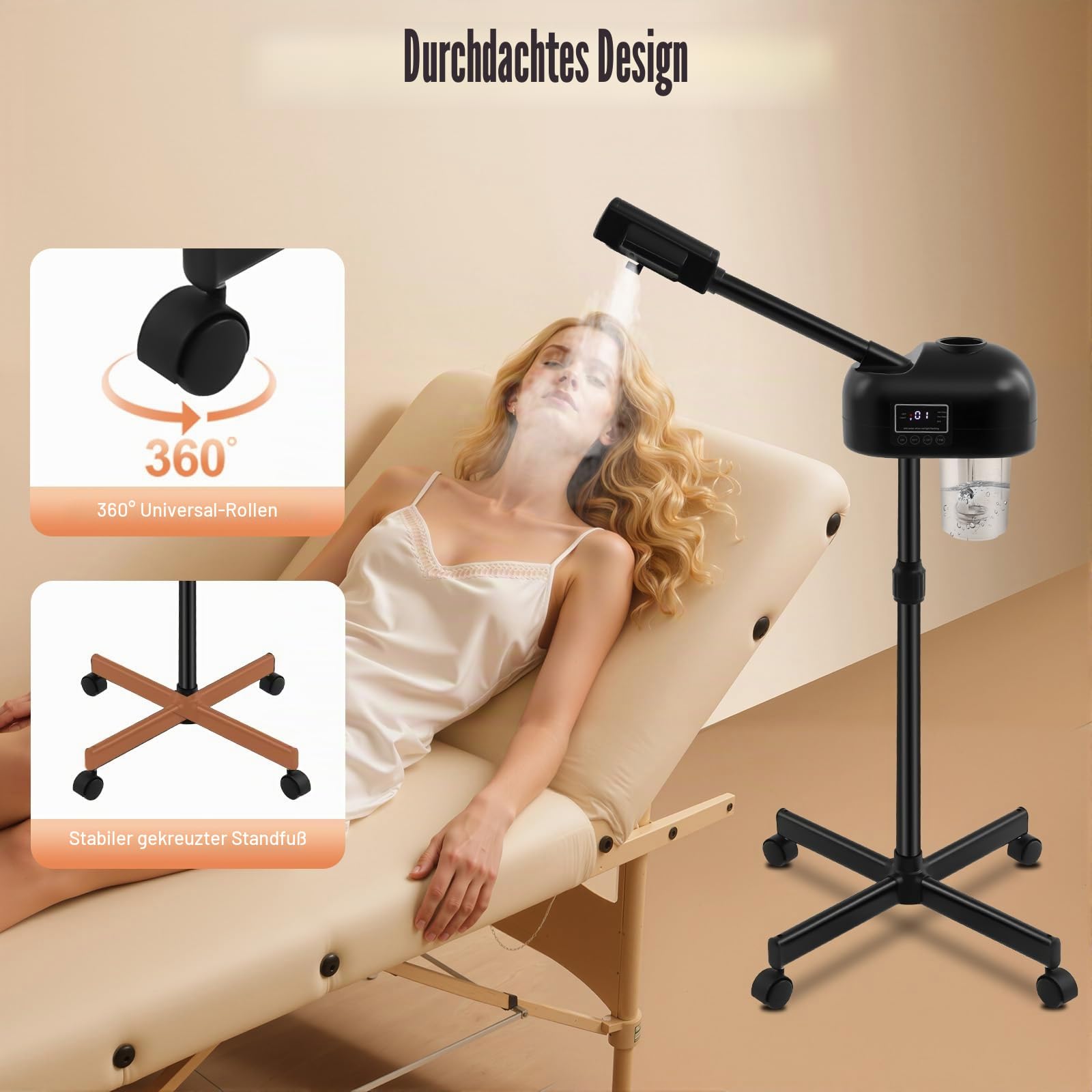 Gesichtsdampfer 360°, 118A 220V Gesichtssauna Porenreiniger Dampf Spa Maschine Luftbefeuchter Schönheit, Gesichtssauna Verdampfe mit Trockenbrandschutzfunktion