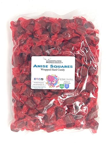YANKEETRADERS ANISE SQUARES HARD CANDY, bolsa de 3 libras
