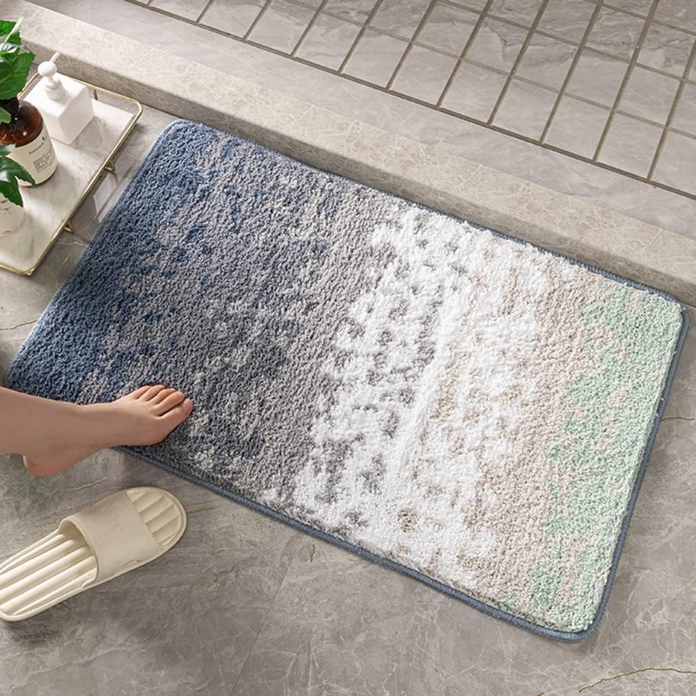 Ombre Bath Rug for Bathroom Indoor Outdoor Door Mat Non Slip Water Absorbent Soft Shaggy Kitchen Runner Rugs Machine Washable Durable Carpet for Tub Toilet Shower 16" X 24"/Green