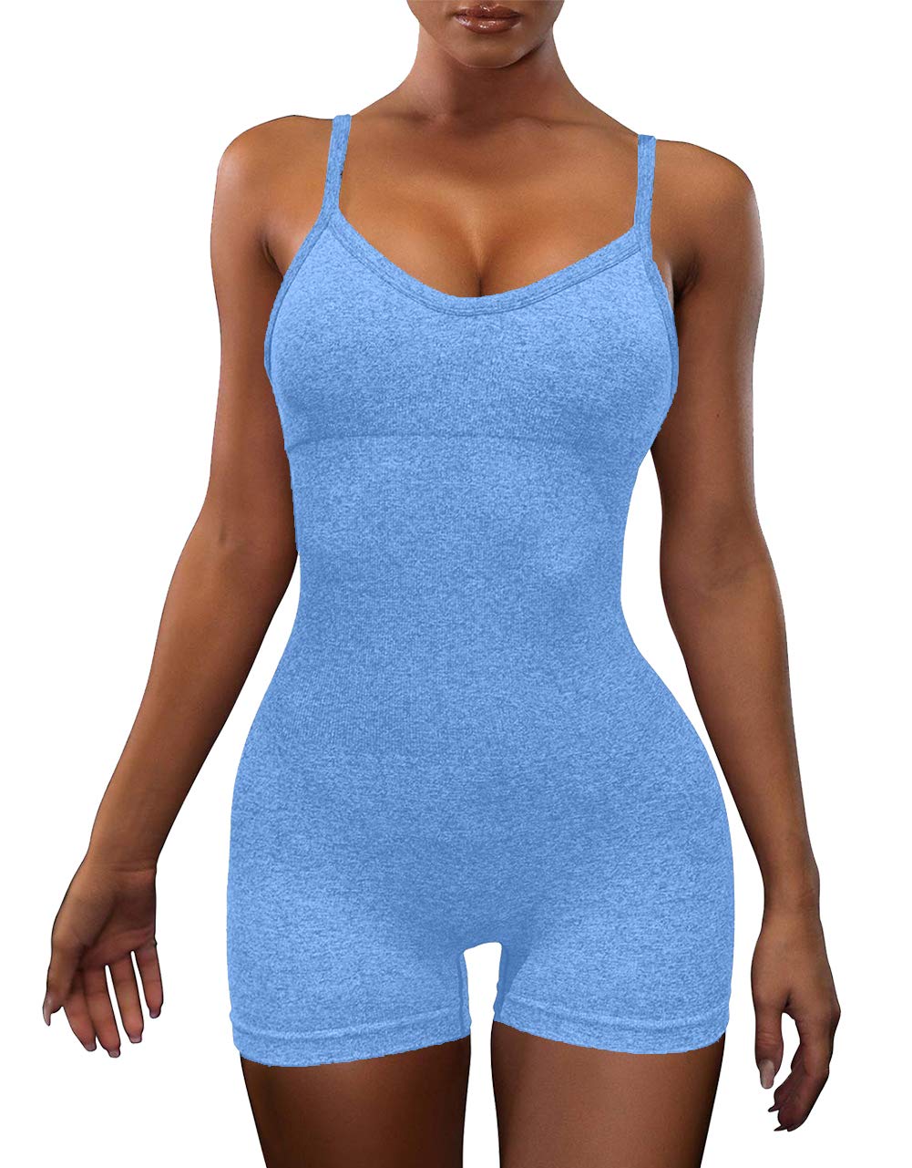 Tuta Bodycon Maniche Corte Con Spalline Regolabili - Jumpsuit Monopezzo Aderente In Tessuto Elastico - Perfetta Per Serate, Feste E Cocktail - Colore Caffè, Taglia M