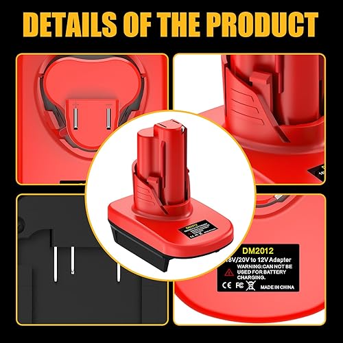 Miniatura 4 de EID para M18 a para adaptador M12, para batería Milwaukee 18V M18 y para batería Dewalt 20V 60V Convertir a batería M12 de 12 V, alimentación para