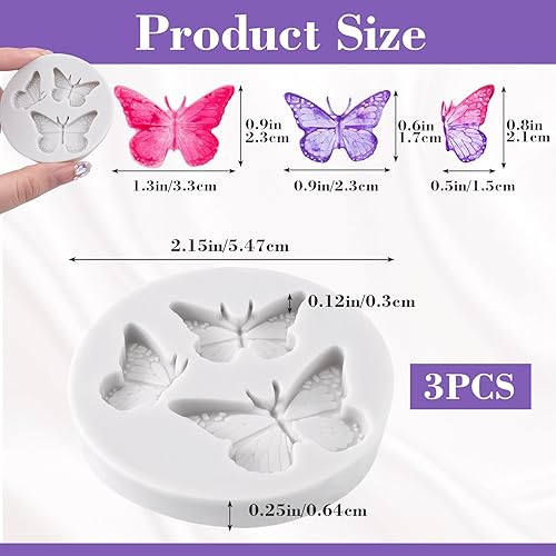 Miniatura 2 de 3 moldes de silicona de mariposa de grado alimenticio, mini molde de chocolate reutilizable, mini moldes de fondant para decoración de pasteles,
