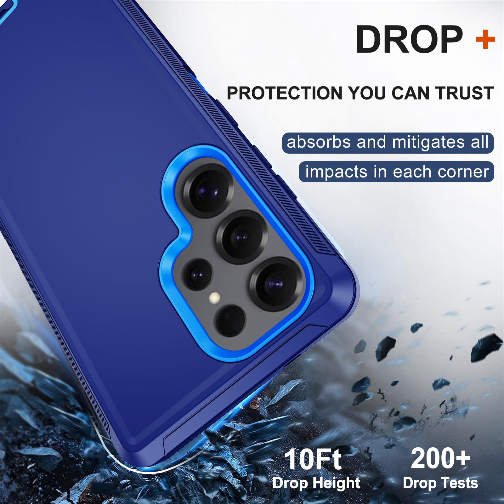 Custodia per Samsung Galaxy S25 Ultra con clip da cintura | 2 pellicole protettive per lo schermo, resistenti e di grado militare, corpo intero, cavalletto robusto