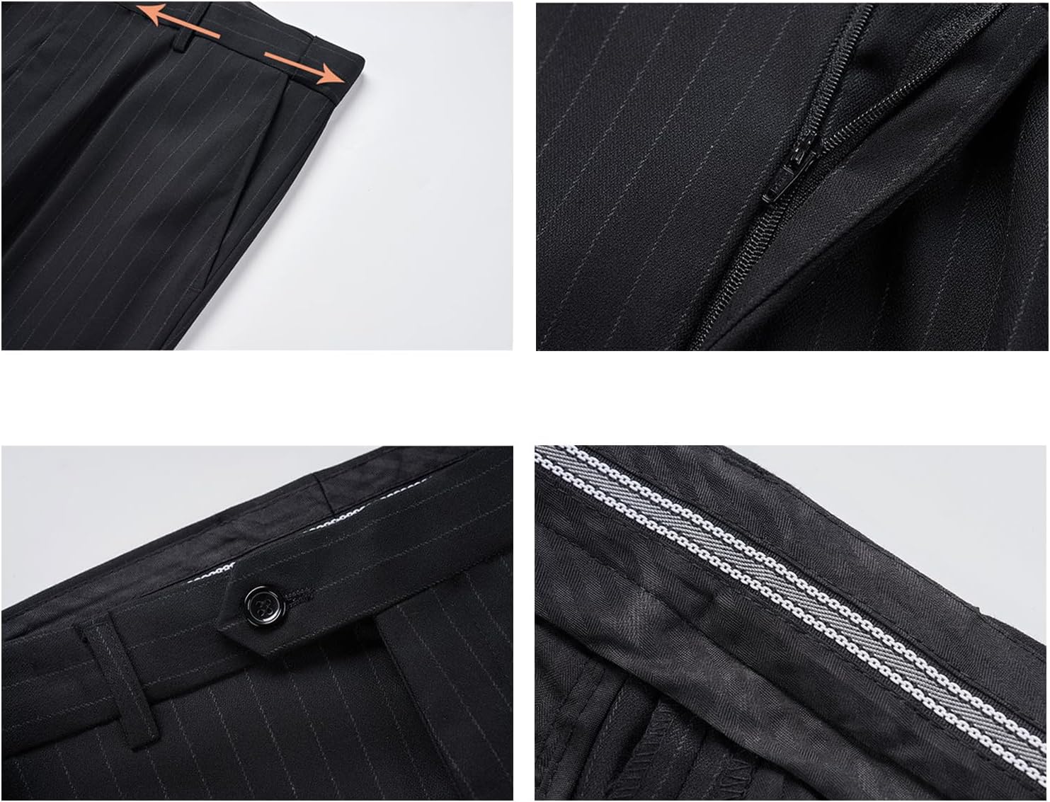 UNINUKOO Mens 3 Piece Suits Pinstripe Slim Fit Peak Lapel Formal Dinner Casual Wedding Tuxedo - Image 3