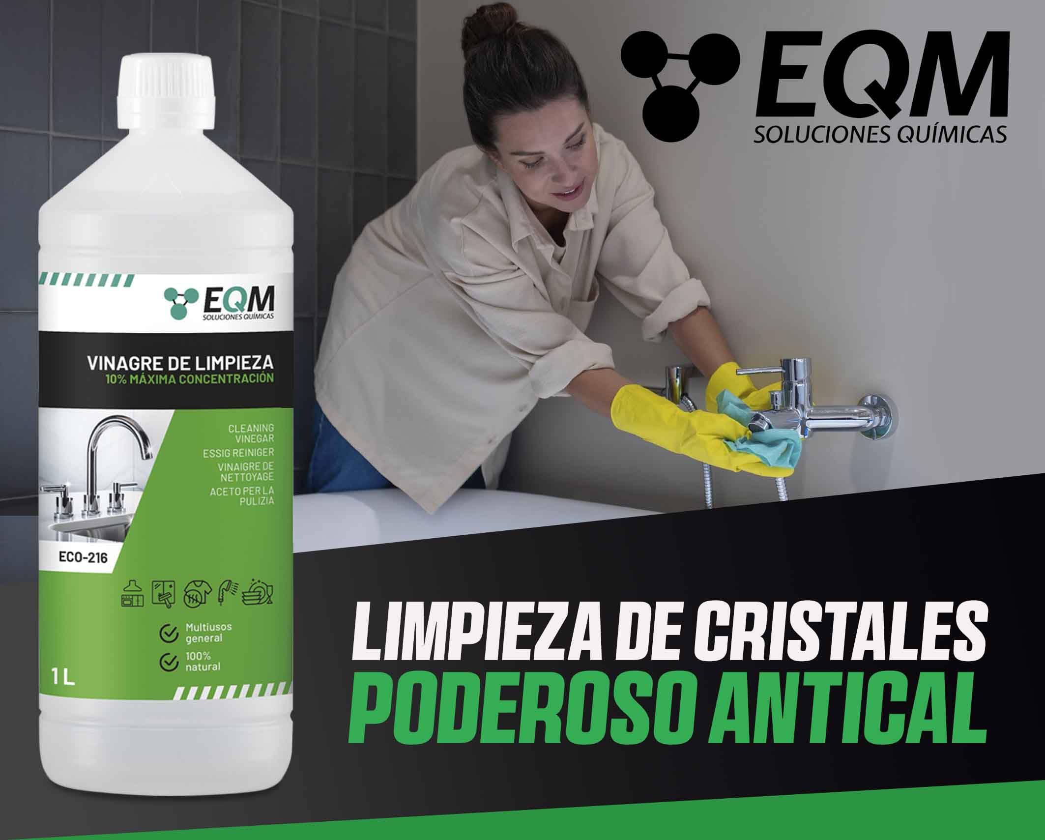 Vinagre de Limpieza Concentrado 1L 10º Acidez 100% Natural Limpiador Multiusos Hogar